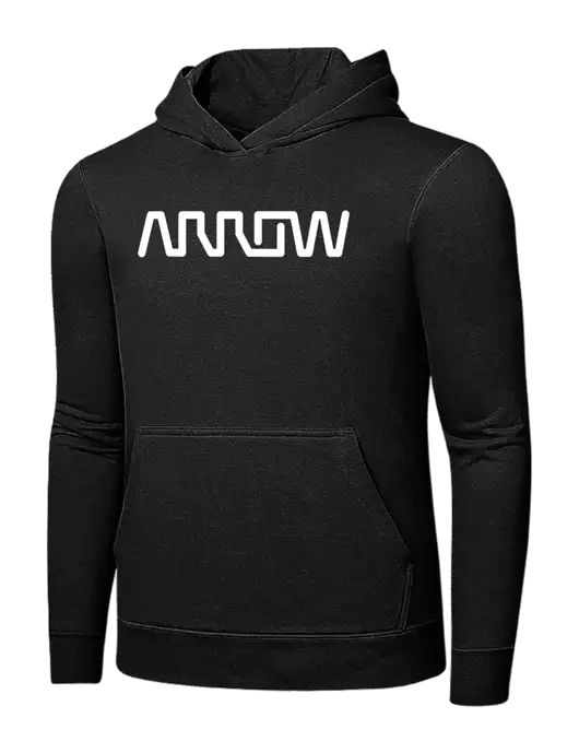 Jet Black 7.8 oz Ring Spun Hooded Sweatshirt w/Arrow Electronics Logo
