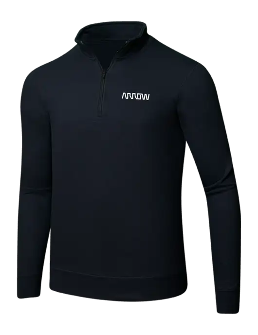 Jet Black 8.5 oz Ring Spun 1/4 Zip Pullover Sweatshirt w/Arrow Electronics Logo