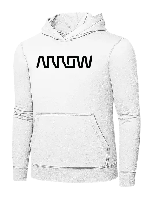 White 7.8 oz Ring Spun Hooded Sweatshirt w/Arrow Electronics Logo