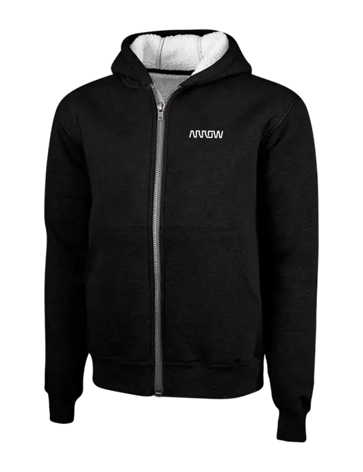 Cornerstone Black Heavyweight Sherpa Lined Hooded Fleece Jacket w/Arrow Electronics Logo
