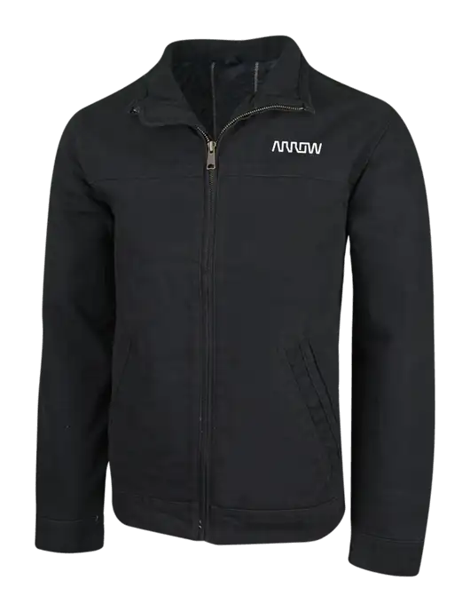 Cornerstone Black Washed Duck Cloth Flannel Lined Work Jacket w/Arrow Electronics Logo