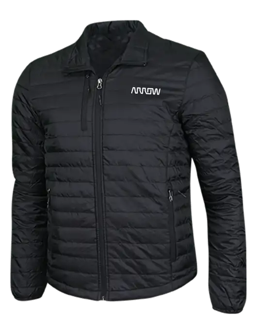Deep Black Puffy Packable Jacket w/Arrow Electronics Logo
