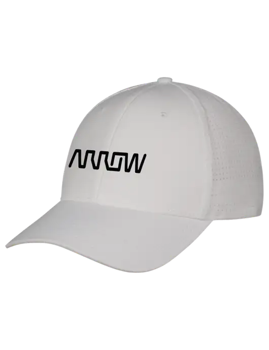 White Performance Stretchable Cap Hook & Loop w/Arrow Electronics Logo
