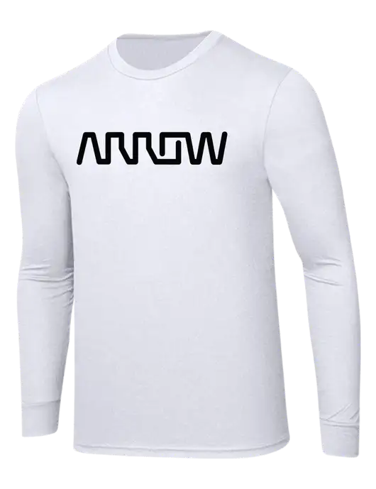 Simply Soft Long Sleeve White 4.5 oz, Poly/Combed Ring Spun Cotton T-Shirt w/Arrow Electronics Logo