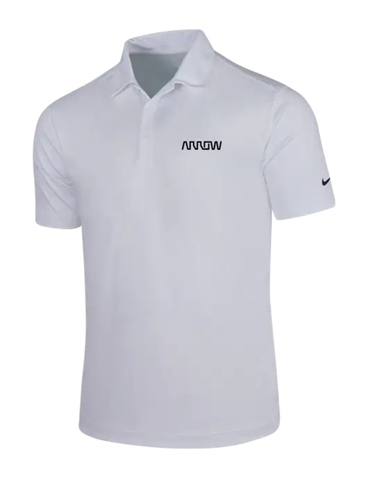 NIKE White Dri-Fit Vertical Mesh Polo w/Arrow Electronics Logo
