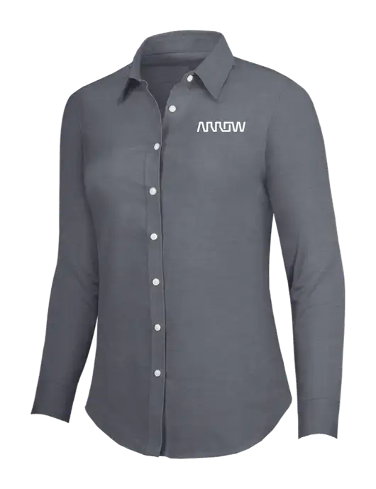 Dark Grey Womens SuperPro Oxford Shirt w/Arrow Electronics Logo