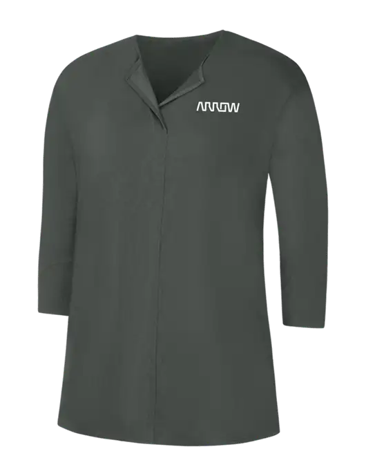 Dark Grey Womens Concept 3/4 Sleeve Soft Split Neck Top w/Arrow Electronics Logo