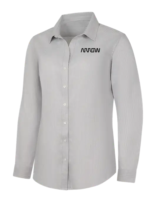Light Grey/White Womens Pincheck Easy Care Shirt w/Arrow Electronics Logo