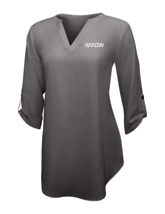 Dark Grey Womens 3/4 Sleeve Tunic Blouse w/Arrow Electronics Logo