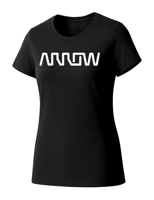 Womens Seriously Soft Black T-Shirt w/Arrow Electronics Logo