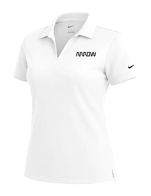 NIKE White Womens Dri-Fit Micro Pique Polo w/Arrow Electronics Logo