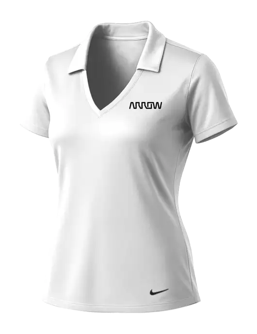 NIKE White Womens Dri-Fit Vertical Mesh Polo w/Arrow Electronics Logo