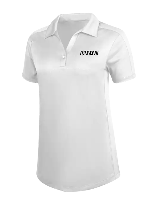 Womens White Diamond Jacquard Polo w/Arrow Electronics Logo