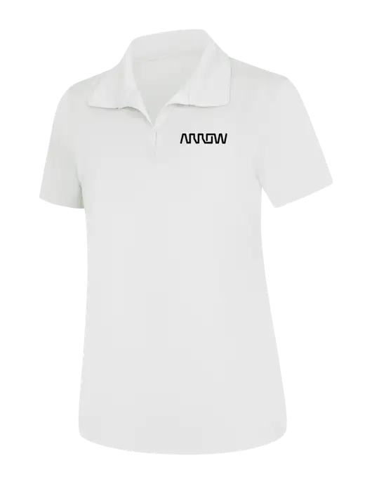 Womens White Micropique Sport-Wick Polo w/Arrow Electronics Logo