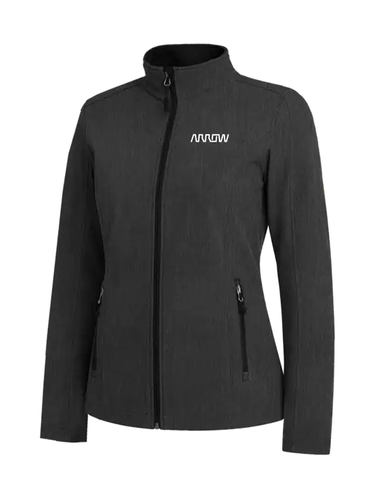 Black Charcoal Heather Womens Core Soft Shell Jacket w/Arrow Electronics Logo