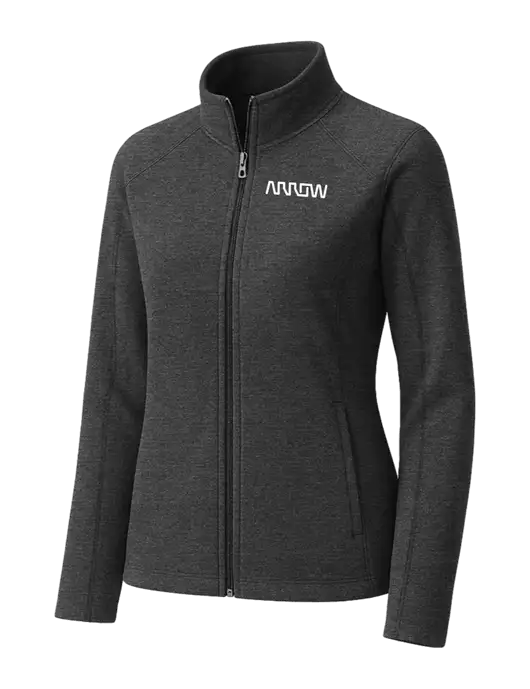 Charcoal Womens Heather Microfleece Full-Zip Jacket w/Arrow Electronics Logo
