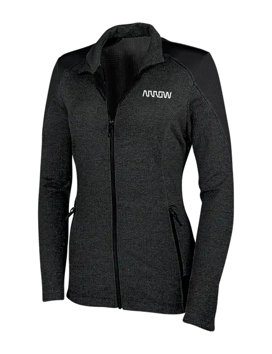Womens Black Grid Fleece Jacket w/Arrow Electronics Logo