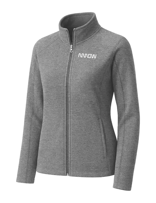 Medium Grey Womens Heather Microfleece Full-Zip Jacket w/Arrow Electronics Logo