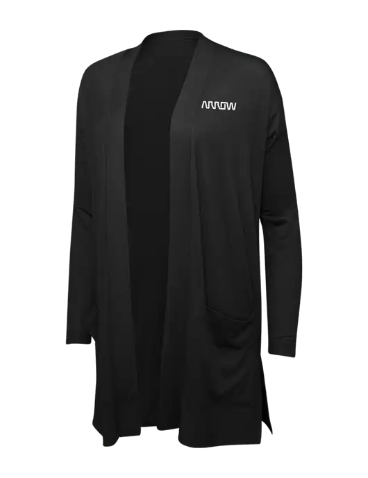 Black Womens Concept Long Pocket Cardigan w/Arrow Electronics Logo