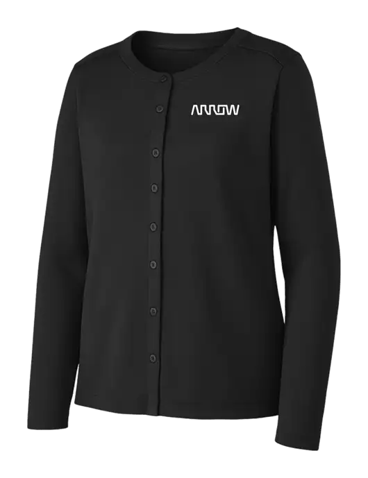 Black Womens Concept Stretch Button-Front Cardigan Sweater w/Arrow Electronics Logo