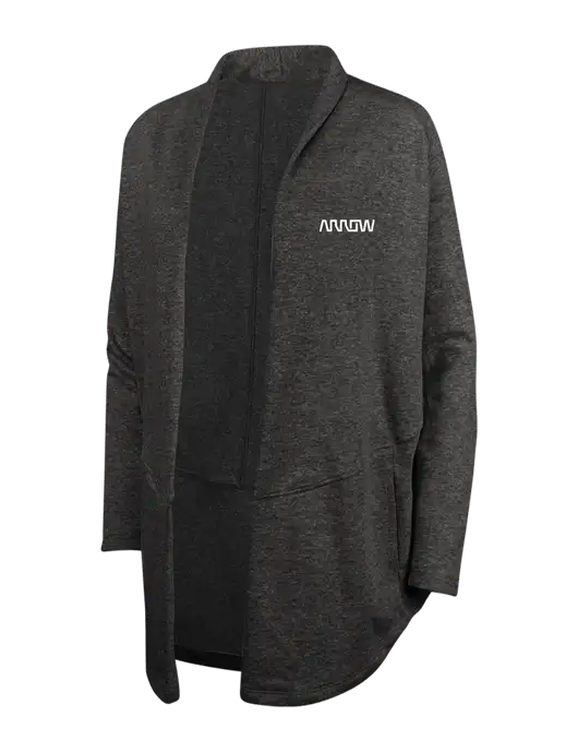 Charcoal Heather/ Medium Heather Grey Womens Interlock Cardigan w/Arrow Electronics Logo