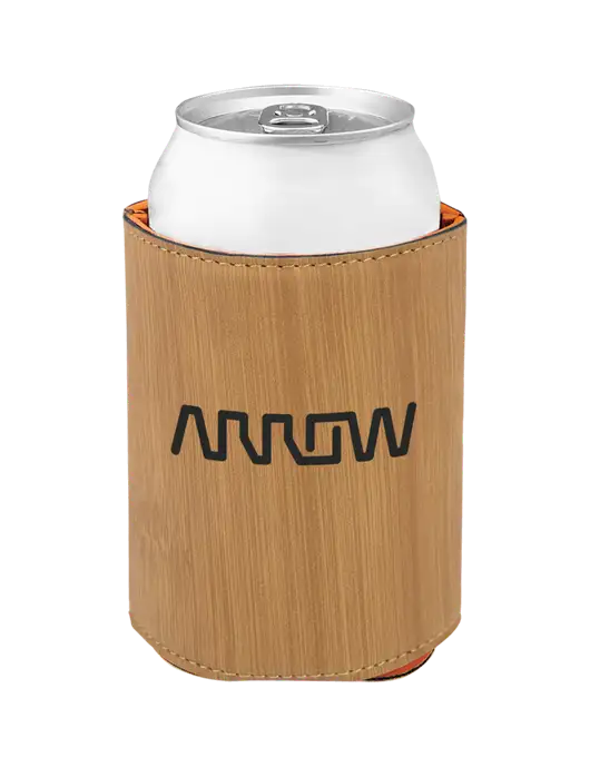 Bamboo Leatherette Beverage Holder w/Arrow Electronics Logo