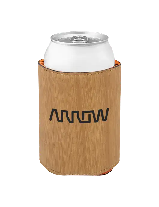 Bamboo Leatherette Beverage Holder w/Arrow Electronics Logo