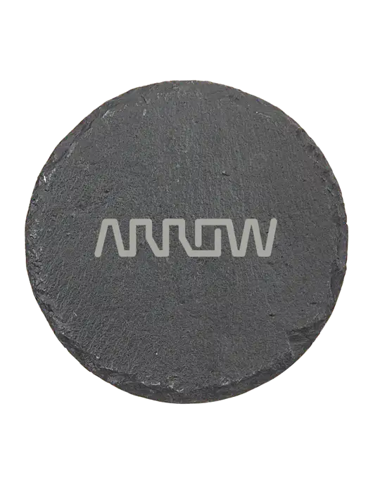 Round Slate Coaster w/Arrow Electronics Logo