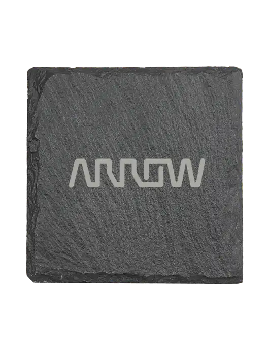 Square Slate Coaster, 4 x 4 w/Arrow Electronics Logo