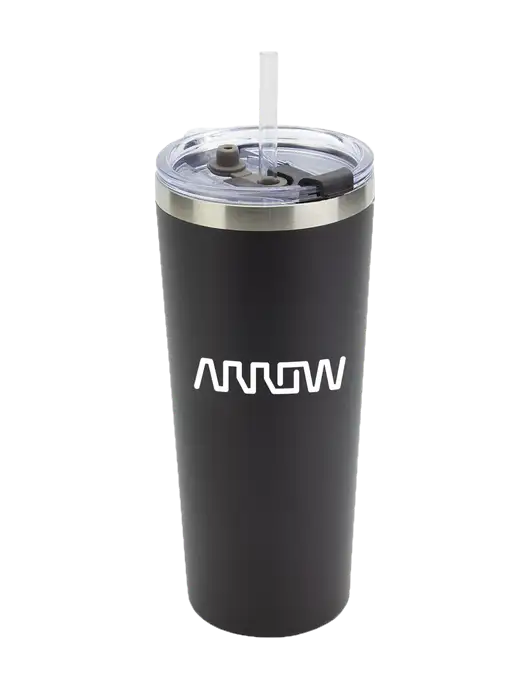 Brighton Black 20 oz Insulated Tumbler & Straw w/Arrow Electronics Logo