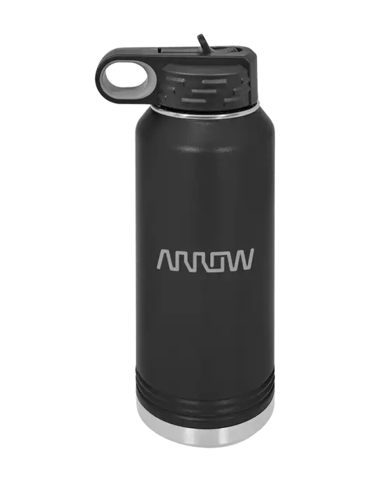 Polar Camel 32 oz Powder Coated Black Vacuum Insulated Water Bottle w/Arrow Electronics Logo