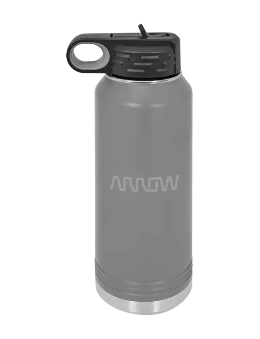Polar Camel 32 oz Powder Coated Grey Vacuum Insulated Water Bottle w/Arrow Electronics Logo