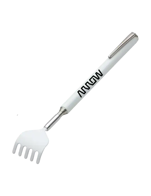Telescopic White Back Scratcher w/Arrow Electronics Logo