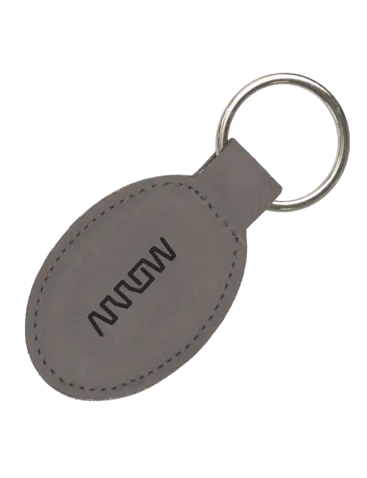Grey Leatherette Oval Keychain w/Arrow Electronics Logo