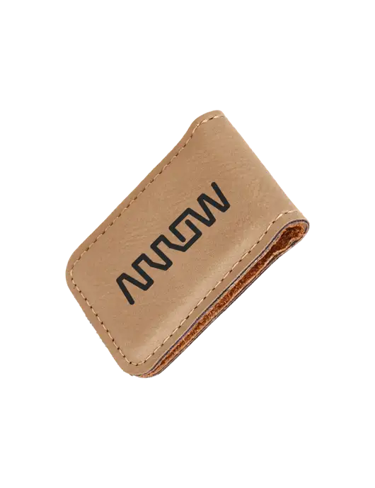 Tan Leatherette Money Clip w/Arrow Electronics Logo