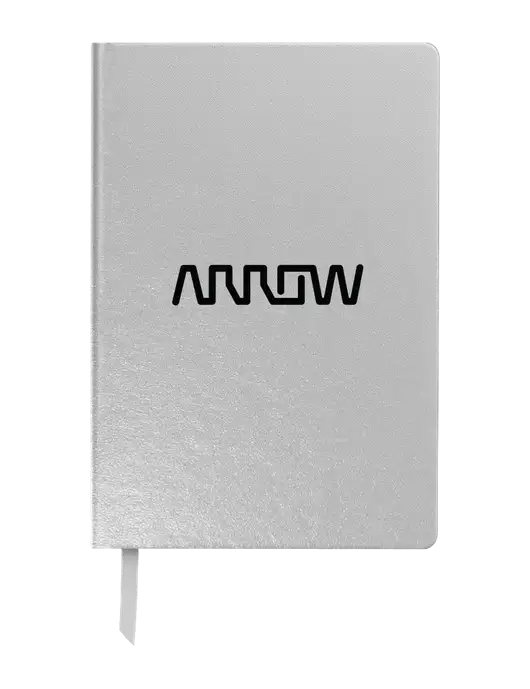 Achieve Silver Hardcover Journal, 5.5 x 8.37 w/Arrow Electronics Logo