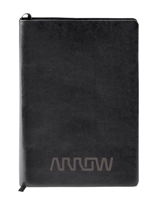 Fabrizio Black Soft Cover 5.75 x 8.125 Journal w/Arrow Electronics Logo