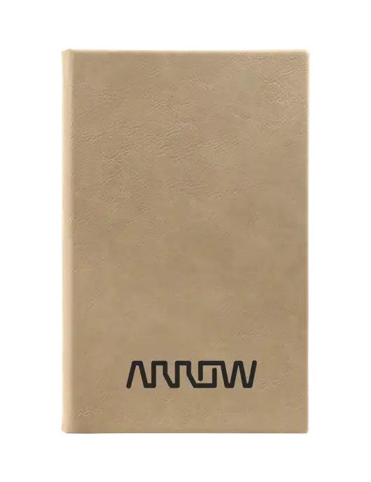 Tan Leatherette 5.25 x 8.25 Journal w/Arrow Electronics Logo