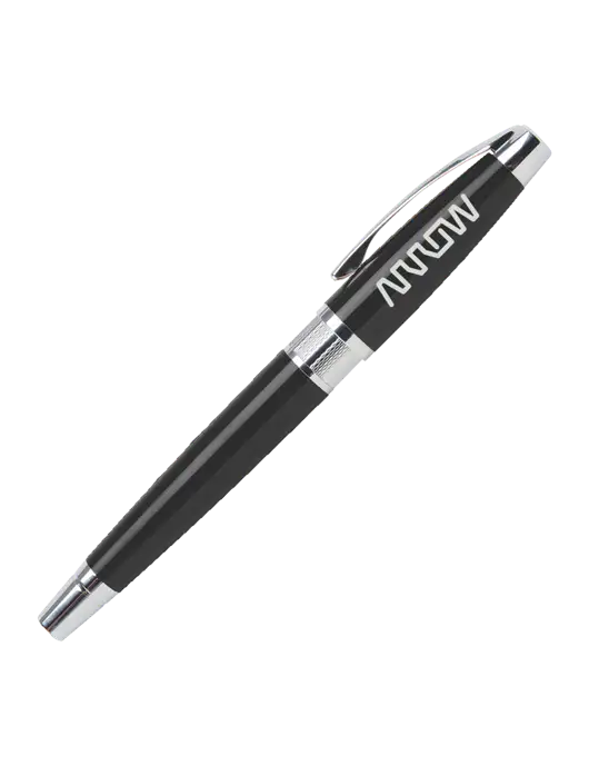 Masscotti Black Rollerball Pen - Black Ink w/Arrow Electronics Logo