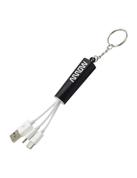 Black Light-Up Charging Cable with Key Ring w/Arrow Electronics Logo