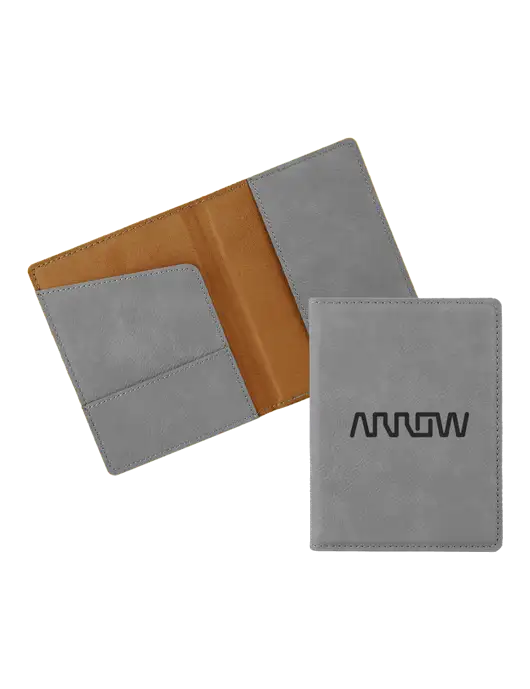Grey Leatherette Passport Holder w/Arrow Electronics Logo
