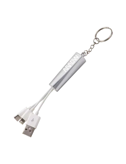 Silver Light-Up Charging Cable with Key Ring w/Arrow Electronics Logo