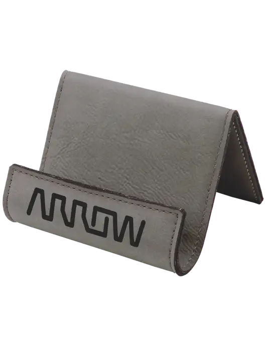 Grey Leatherette Card & Phone Holder w/Arrow Electronics Logo