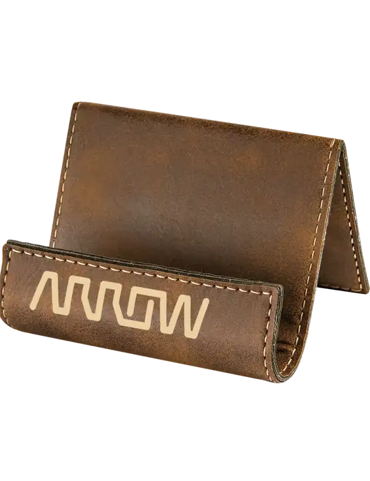 Rustic Leatherette Card & Phone Holder w/Arrow Electronics Logo