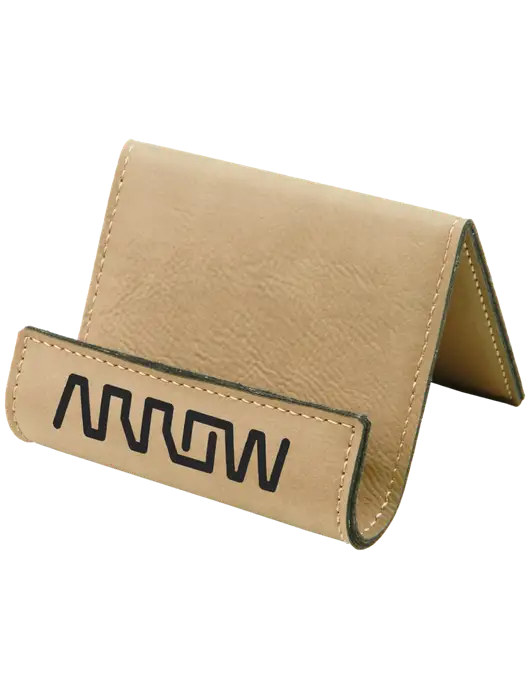 Tan Leatherette Card & Phone Holder w/Arrow Electronics Logo