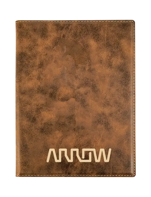 Rustic Leatherette 7 x 9 Portfolio with Notepad w/Arrow Electronics Logo