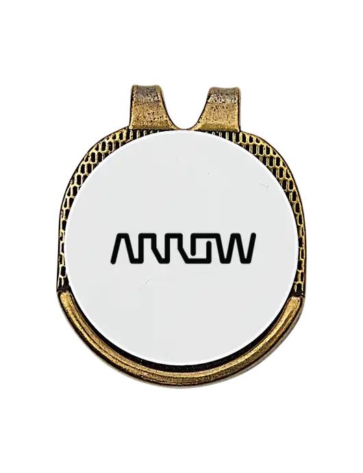 Antique Gold Hat Clip w/Golf Ball Marker w/Arrow Electronics Logo