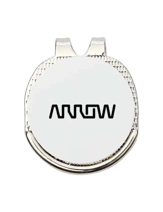 Antique Silver Hat Clip w/Golf Ball Marker w/Arrow Electronics Logo