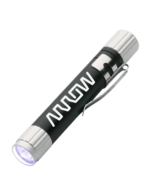 Black Aluminum LED Penlight w/Arrow Electronics Logo