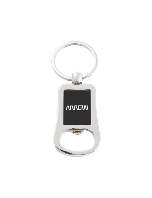 Silver & Black Bottle Opener Keychain w/Arrow Electronics Logo